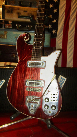 ~1965 Premier Multivox E-781 Scroll Guitar Brown Swirl