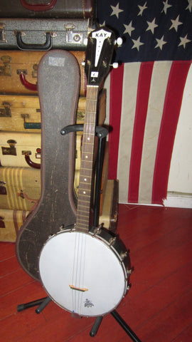 1964 Kay Tenor Four String Banjo White