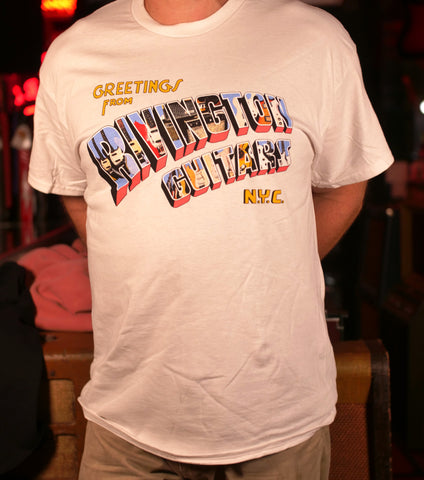 "Greetings From Rivington Guitars, NYC" T-shirt White