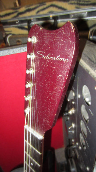 1964 Silvertone Model 1457 Amp In Case Double Pickup Sunburst
