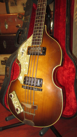 1965 Hofner 500/1 Beatle Bass LEFTY Sunburst w/ Original Hardshell Case