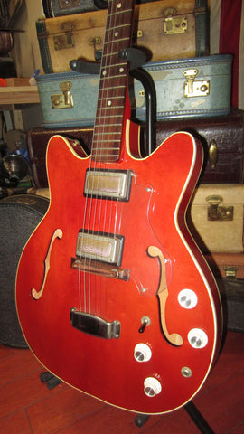 ~1965 Supro Clermont Hollowbody Electric Red w/ Original Case