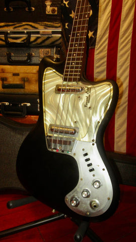 ~1967 Danelectro Coral Vincent Bell HAWK BASS Black w/ Original Soft Case