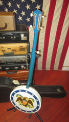 1976 Harmony Bicentennial Spirit of '76 Banjo White and Blue w/ Case