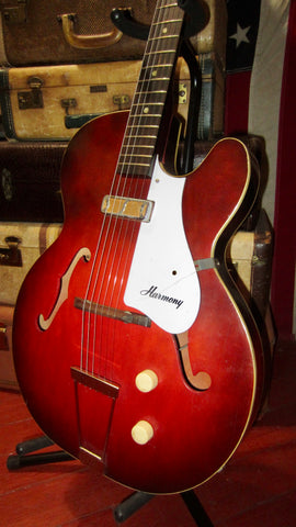 Vintage 1964 Harmony Rocket Hollow Body Electric Guitar DeArmond Gold Foil Pickup w/ Gig Bag