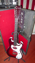 ~1965 Silvertone Model 1457 Double Pickup Amp in Case Red Faux Sparkle Sunburst